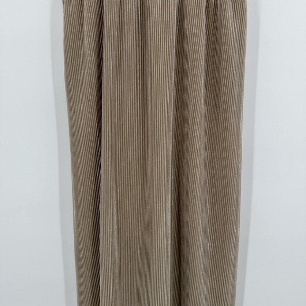 Baltic Born Maxi Dress Womens Large Champagne Pleated Flutter Sleeve V Neck - Picture 11 of 15